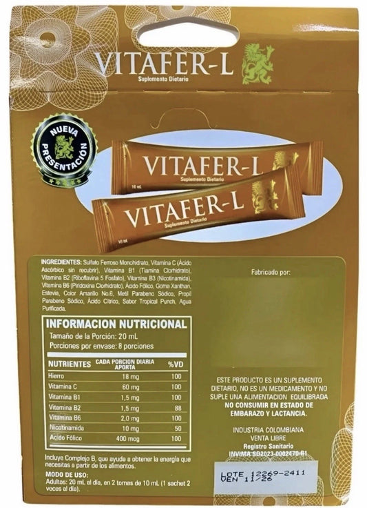 ✅ Vitafer L-Gold-Multivitamin- 500ML🔥 + 6 Sachets ✅