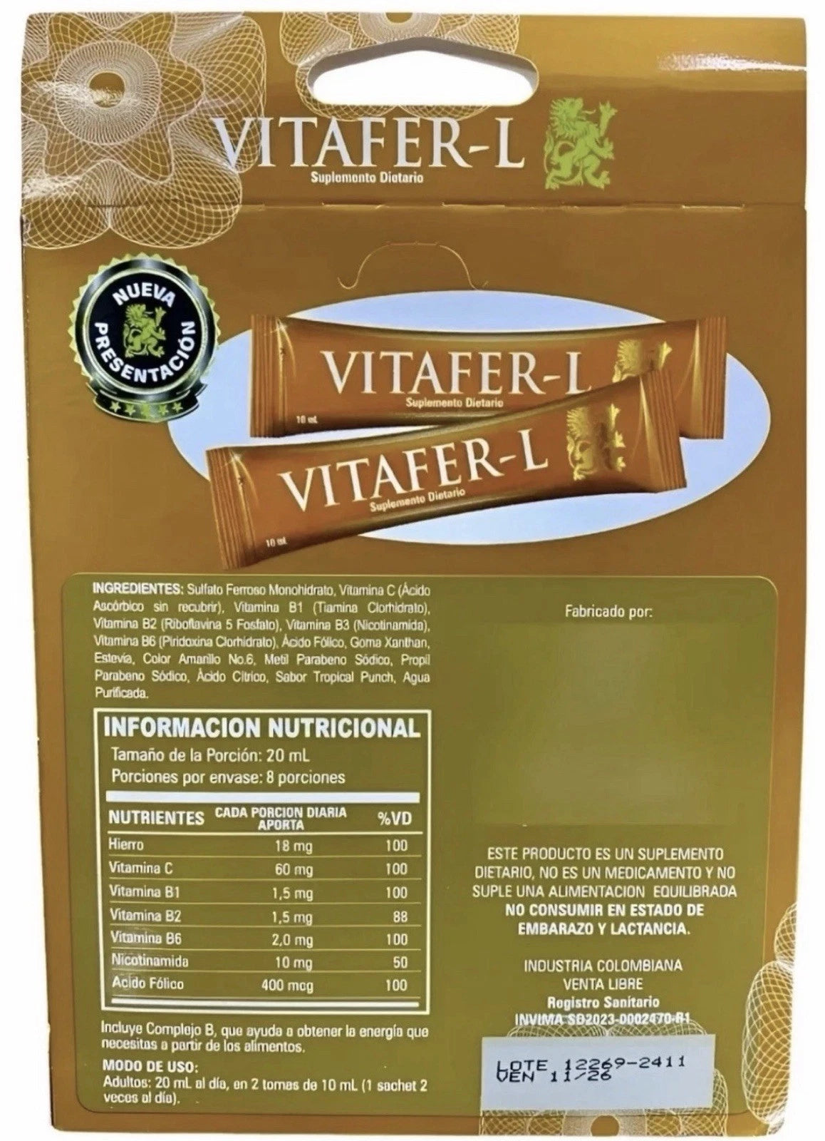 ✅Vitafer L-Gold - Multivitamin - 64 Sachets  (ORIGINAL) 🔥